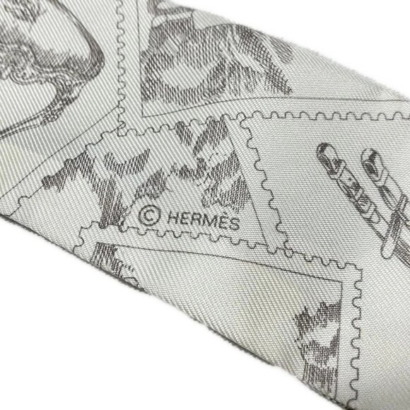 Auth HERMES Twilly - White Blue Scarf - Picture 5 of 5